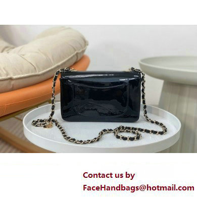 Chanel Patent Calfskin  &  Gold-Tone Metal Small Flap Bag AS4388 Black 2023